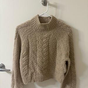 Aritzia Beige Cable Knit Turtleneck Sweater